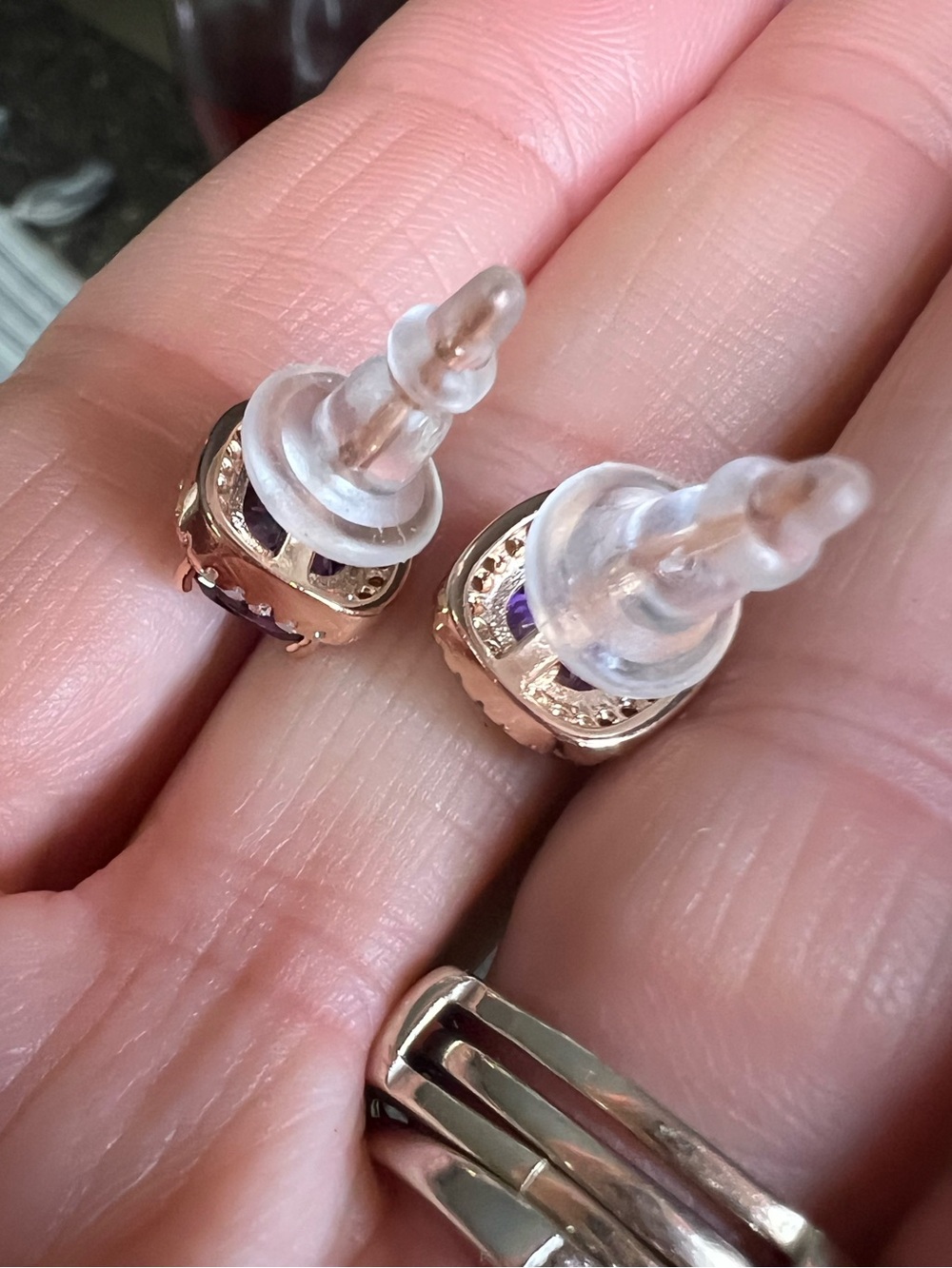 African Amethyst Square Cut Halo Earrings โ 4 Carat ๐ - Picture 6 of 10